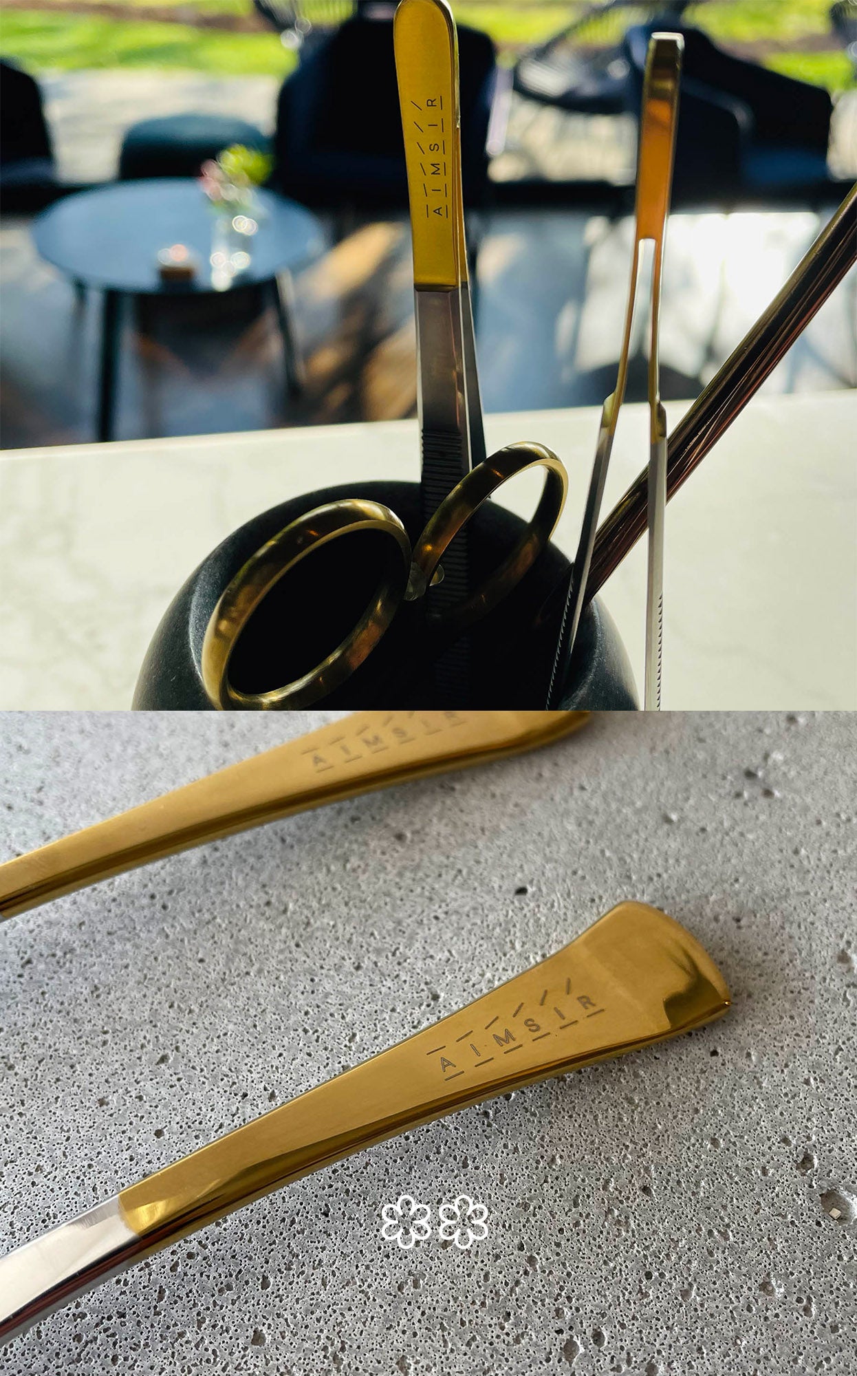 Oui Chef tools with Aimsir logo engraved on them
