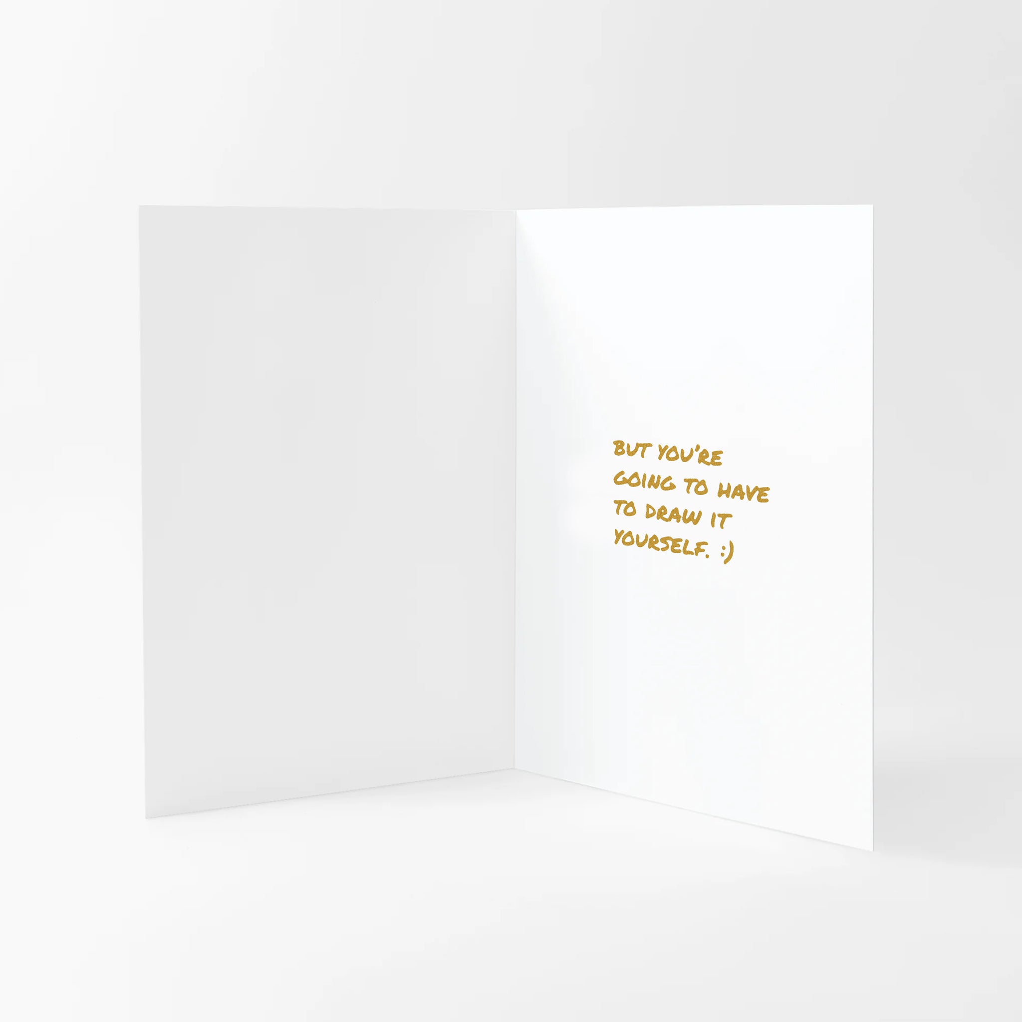 Oui Chef "Gold Star" Sharpie Greeting Card partially opened showing inside message.