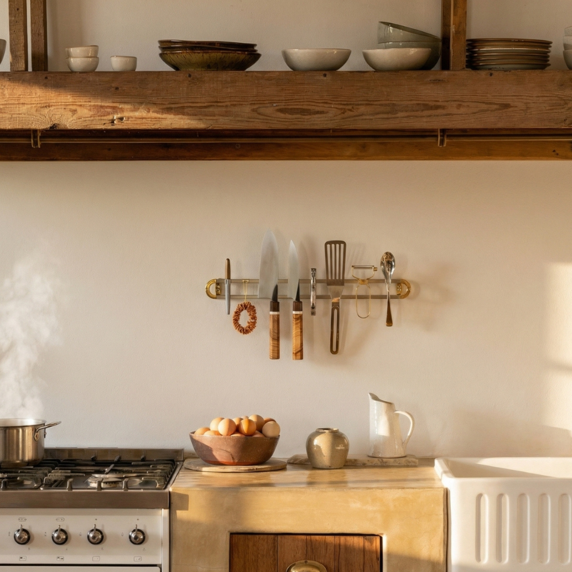 A single green leaf against a white background.